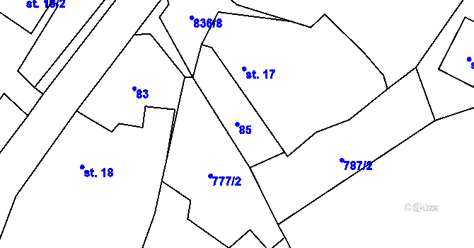 Parcela st. 85 v KÚ Babice u Okrouhlice, Katastrální mapa