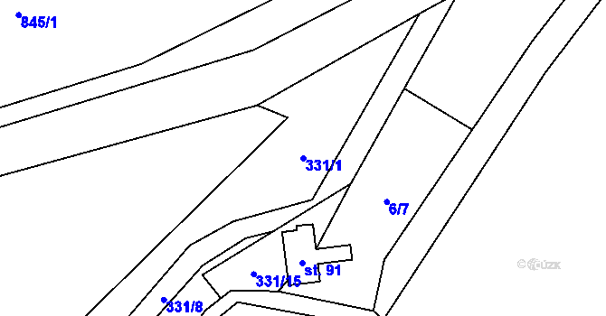 Parcela st. 331/1 v KÚ Babice u Okrouhlice, Katastrální mapa