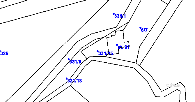 Parcela st. 331/15 v KÚ Babice u Okrouhlice, Katastrální mapa