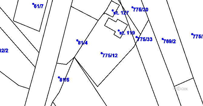 Parcela st. 775/12 v KÚ Babice u Okrouhlice, Katastrální mapa
