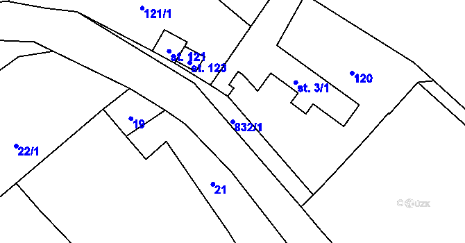 Parcela st. 832/1 v KÚ Babice u Okrouhlice, Katastrální mapa