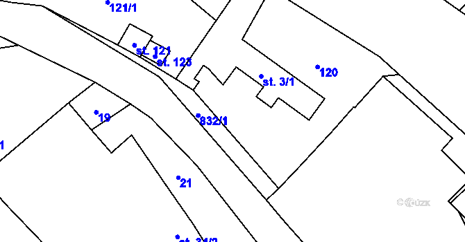 Parcela st. 832/3 v KÚ Babice u Okrouhlice, Katastrální mapa