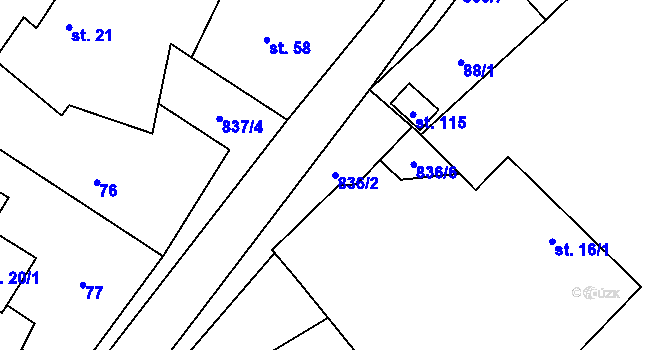 Parcela st. 836/2 v KÚ Babice u Okrouhlice, Katastrální mapa