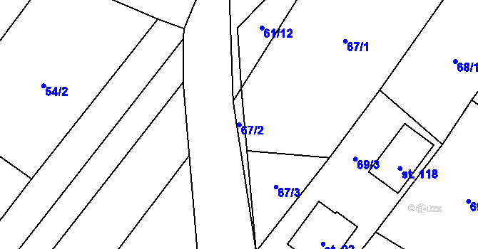 Parcela st. 67/2 v KÚ Babice u Okrouhlice, Katastrální mapa