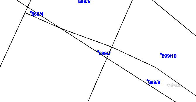 Parcela st. 699/7 v KÚ Babice u Okrouhlice, Katastrální mapa