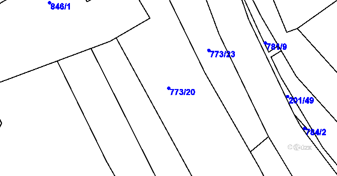 Parcela st. 773/20 v KÚ Babice u Okrouhlice, Katastrální mapa