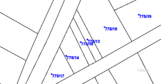 Parcela st. 775/18 v KÚ Babice u Okrouhlice, Katastrální mapa