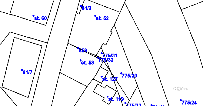 Parcela st. 775/31 v KÚ Babice u Okrouhlice, Katastrální mapa