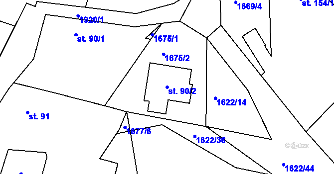Parcela st. 90/2 v KÚ Chlístov u Okrouhlice, Katastrální mapa