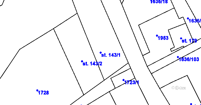 Parcela st. 143/1 v KÚ Chlístov u Okrouhlice, Katastrální mapa