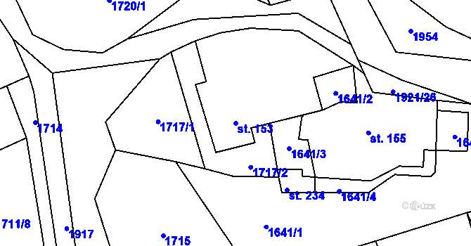 Parcela st. 153 v KÚ Chlístov u Okrouhlice, Katastrální mapa