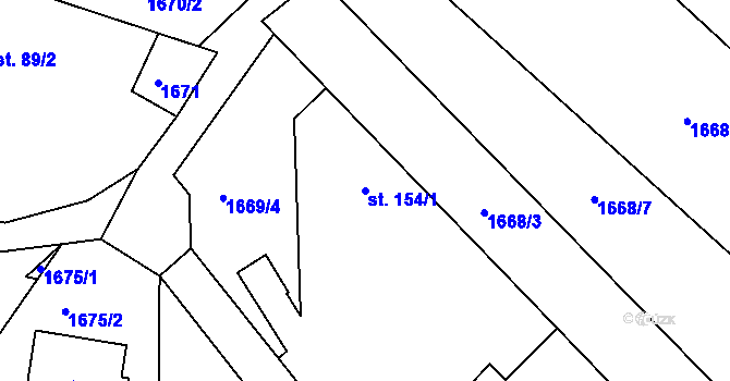 Parcela st. 154/1 v KÚ Chlístov u Okrouhlice, Katastrální mapa