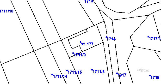 Parcela st. 177 v KÚ Chlístov u Okrouhlice, Katastrální mapa
