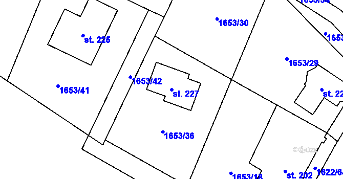 Parcela st. 227 v KÚ Chlístov u Okrouhlice, Katastrální mapa