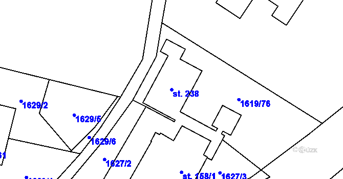 Parcela st. 238 v KÚ Chlístov u Okrouhlice, Katastrální mapa