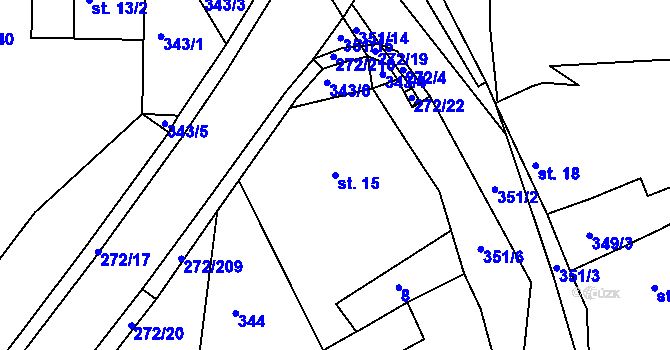 Parcela st. 15 v KÚ Okrouhlice, Katastrální mapa