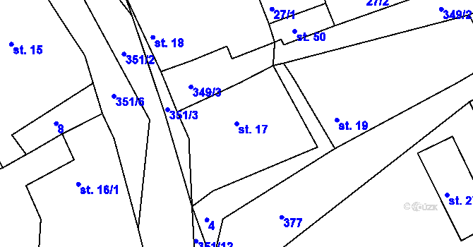 Parcela st. 17 v KÚ Okrouhlice, Katastrální mapa