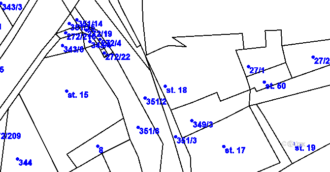 Parcela st. 18 v KÚ Okrouhlice, Katastrální mapa