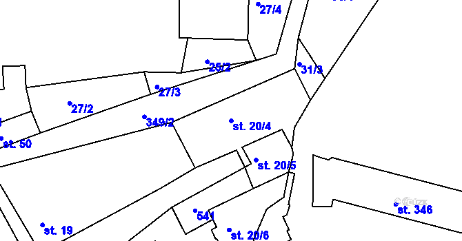 Parcela st. 20/4 v KÚ Okrouhlice, Katastrální mapa