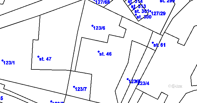 Parcela st. 46 v KÚ Okrouhlice, Katastrální mapa