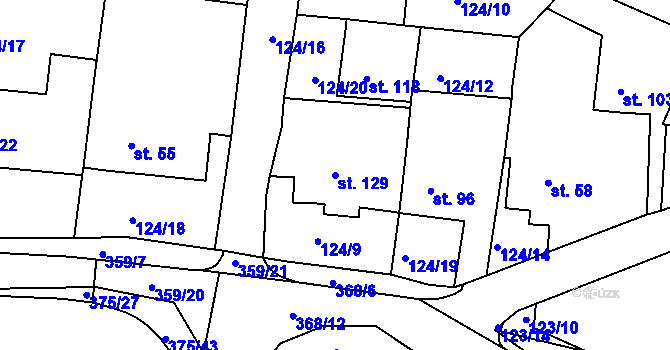 Parcela st. 129 v KÚ Okrouhlice, Katastrální mapa