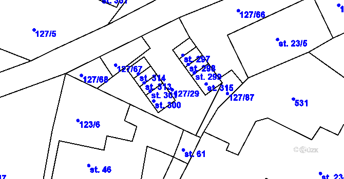 Parcela st. 127/29 v KÚ Okrouhlice, Katastrální mapa