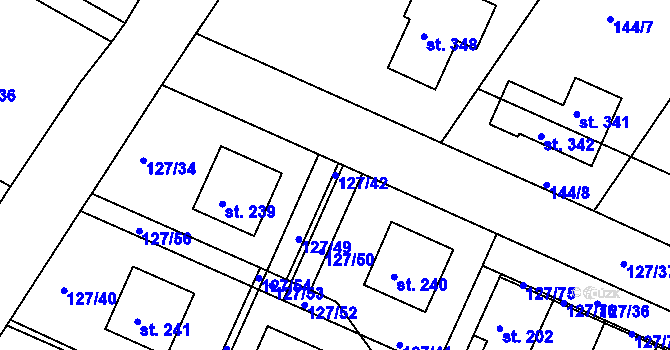 Parcela st. 127/42 v KÚ Okrouhlice, Katastrální mapa