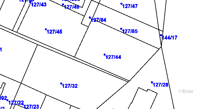 Parcela st. 127/44 v KÚ Okrouhlice, Katastrální mapa