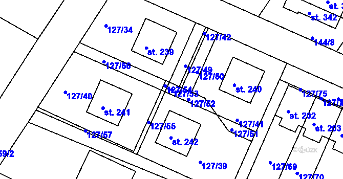 Parcela st. 127/53 v KÚ Okrouhlice, Katastrální mapa