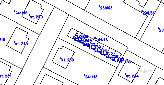 Parcela st. 241/32 v KÚ Okrouhlice, Katastrální mapa