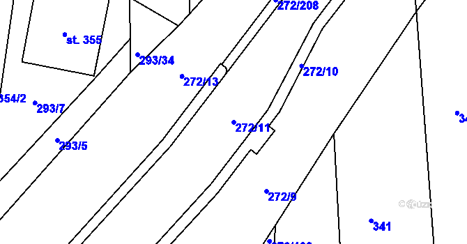 Parcela st. 272/11 v KÚ Okrouhlice, Katastrální mapa