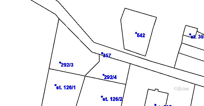 Parcela st. 357 v KÚ Okrouhlice, Katastrální mapa
