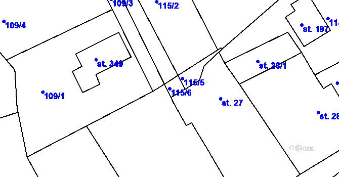 Parcela st. 115/6 v KÚ Okrouhlice, Katastrální mapa