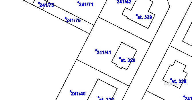 Parcela st. 241/41 v KÚ Okrouhlice, Katastrální mapa