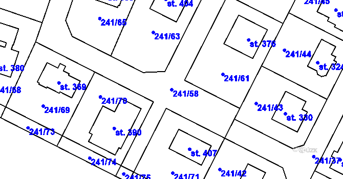 Parcela st. 241/58 v KÚ Okrouhlice, Katastrální mapa