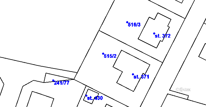 Parcela st. 515/2 v KÚ Okrouhlice, Katastrální mapa