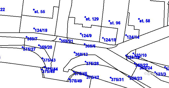 Parcela st. 368/6 v KÚ Okrouhlice, Katastrální mapa