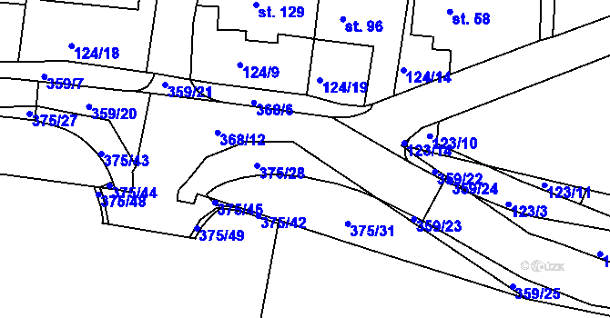 Parcela st. 375/30 v KÚ Okrouhlice, Katastrální mapa