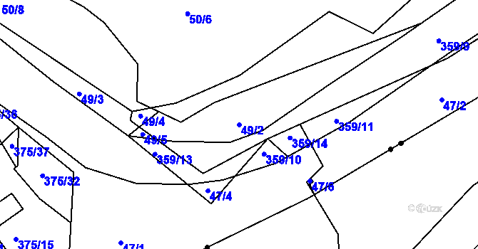 Parcela st. 49/2 v KÚ Okrouhlice, Katastrální mapa