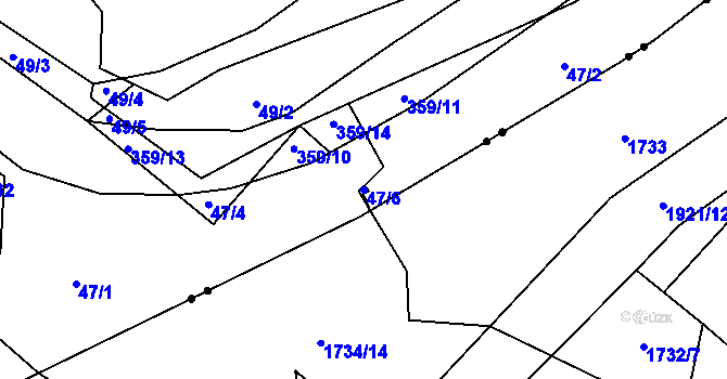Parcela st. 47/6 v KÚ Okrouhlice, Katastrální mapa