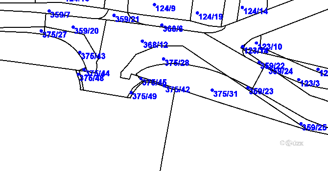Parcela st. 375/42 v KÚ Okrouhlice, Katastrální mapa