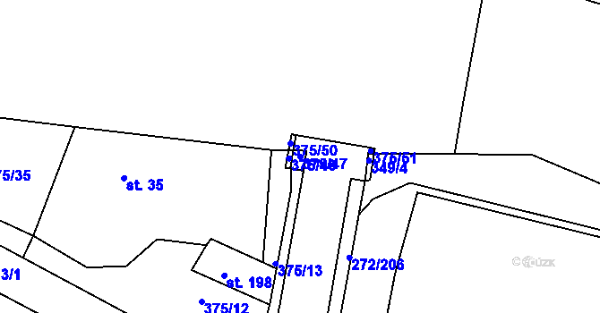 Parcela st. 375/47 v KÚ Okrouhlice, Katastrální mapa
