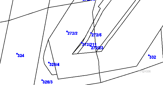 Parcela st. 272/211 v KÚ Okrouhlice, Katastrální mapa