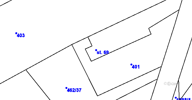 Parcela st. 69 v KÚ Olešnice u Okrouhlice, Katastrální mapa