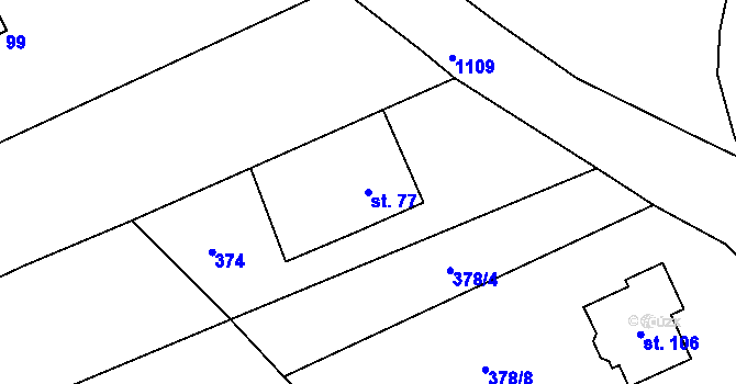 Parcela st. 77 v KÚ Olešnice u Okrouhlice, Katastrální mapa