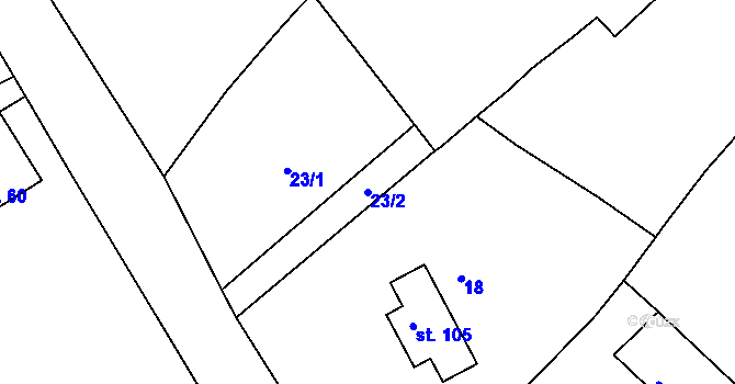 Parcela st. 23/2 v KÚ Olešnice u Okrouhlice, Katastrální mapa