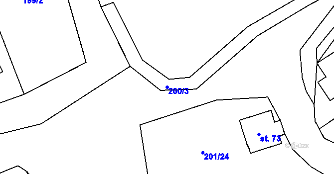 Parcela st. 200/3 v KÚ Olešnice u Okrouhlice, Katastrální mapa