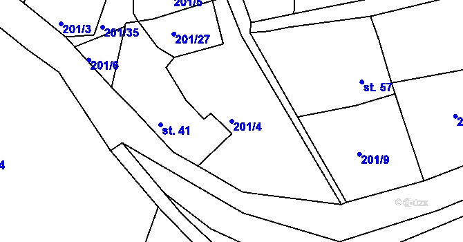 Parcela st. 201/4 v KÚ Olešnice u Okrouhlice, Katastrální mapa