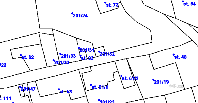 Parcela st. 201/32 v KÚ Olešnice u Okrouhlice, Katastrální mapa