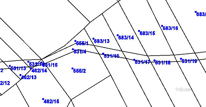 Parcela st. 531/16 v KÚ Olešnice u Okrouhlice, Katastrální mapa